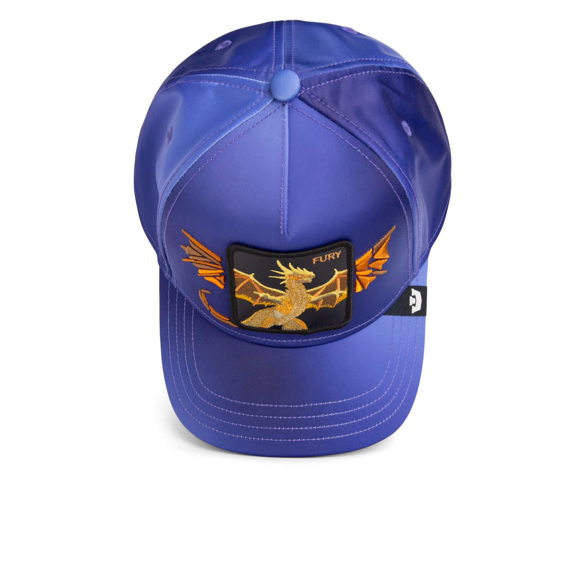 Blue cap with a dragon emblem on a white background