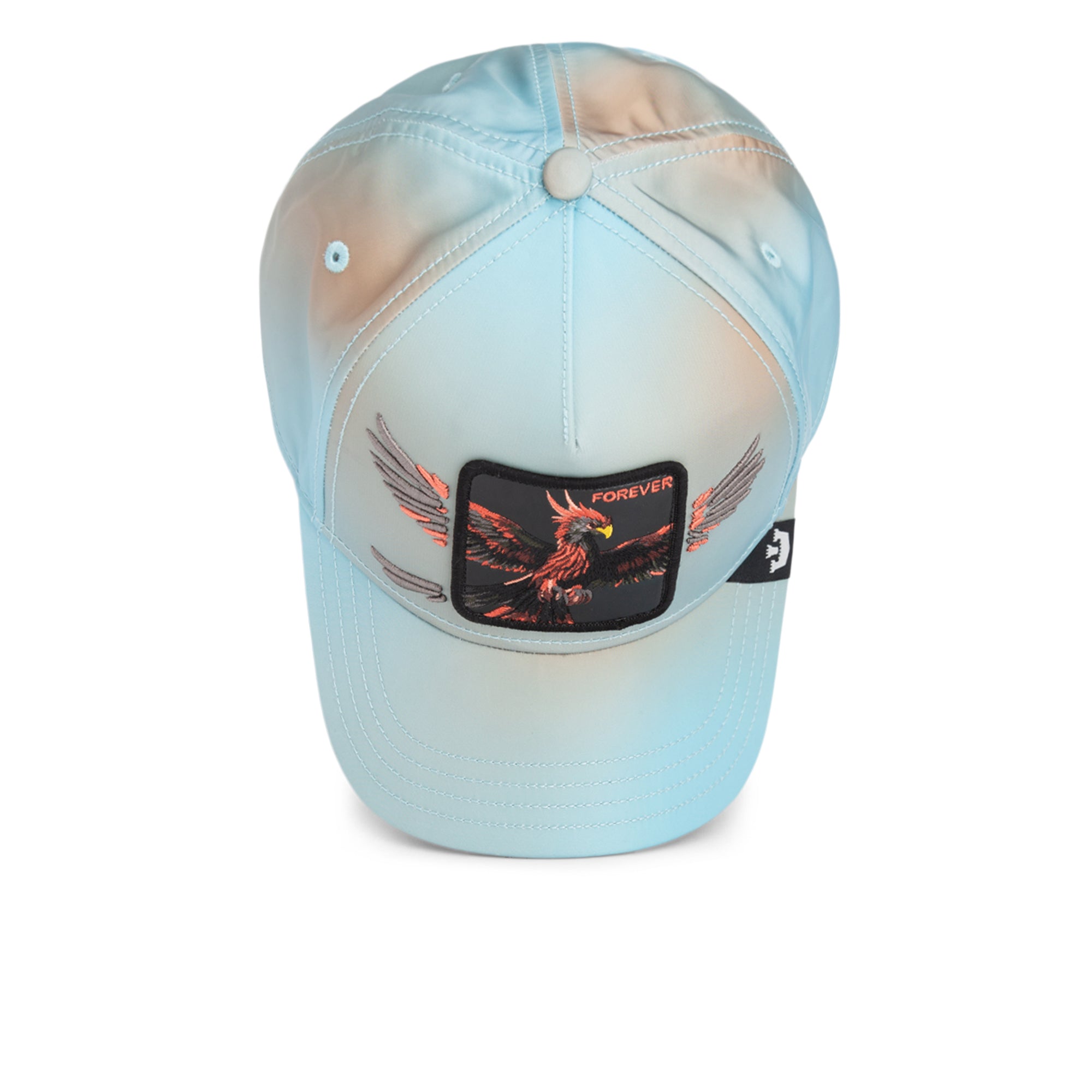 Light blue cap with a logo on a white background