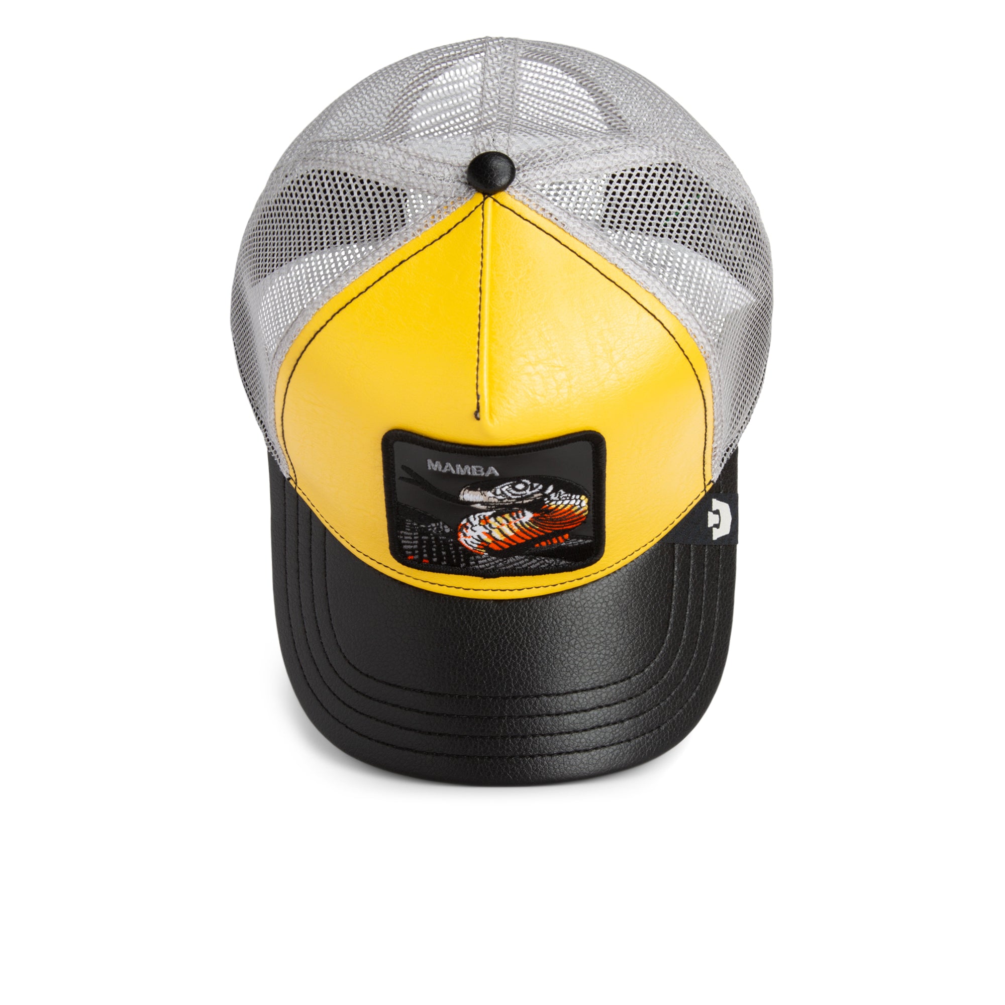 goorin bros mamba snake trucker hat closeup snake patch