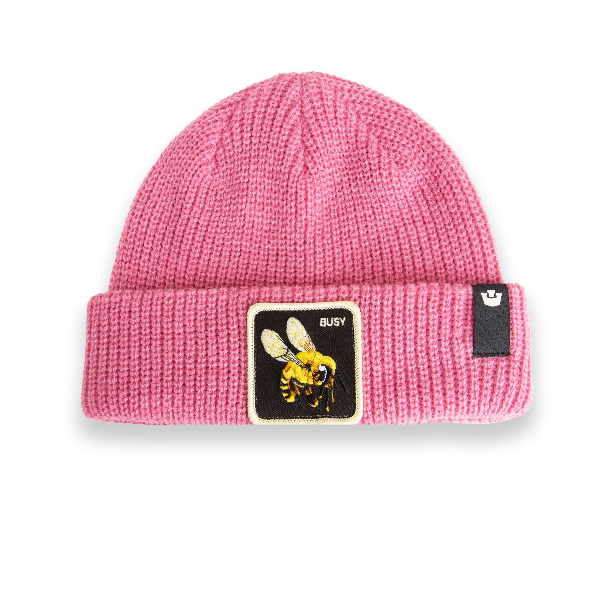 Pink beanie with embroidered bee patch – Goorin Bros at Bia Boro Menswear Vancouver