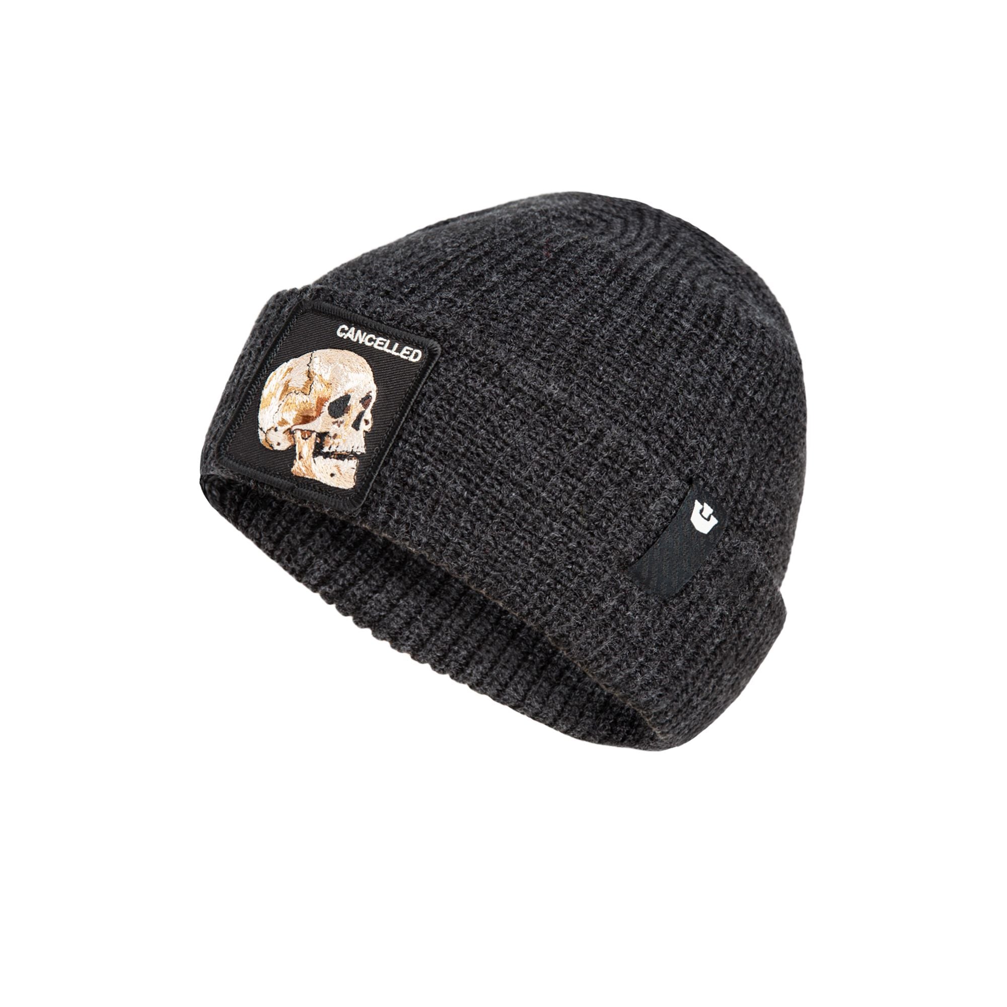 Black beanie with embroidered skull patch – Goorin Bros at Bia Boro Menswear Vancouver