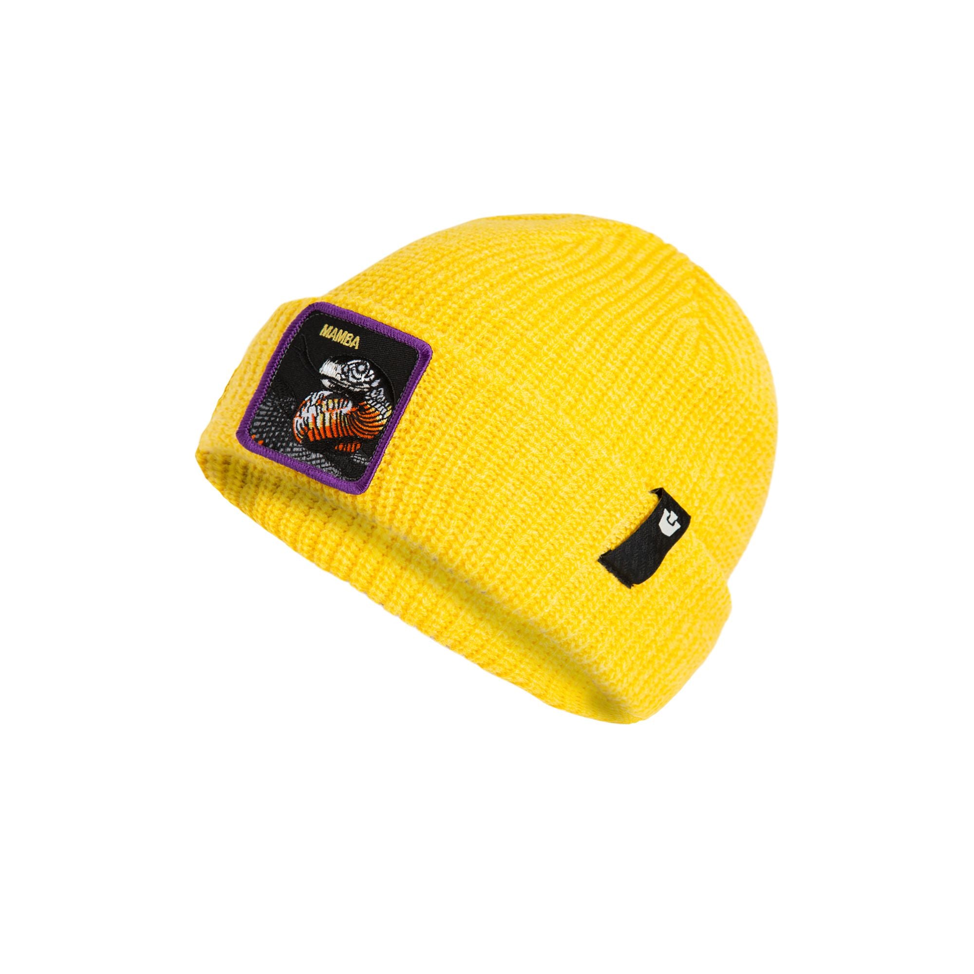 Vibrant yellow Goorin Bros beanie with snake patch – available at Bia Boro Vancouver