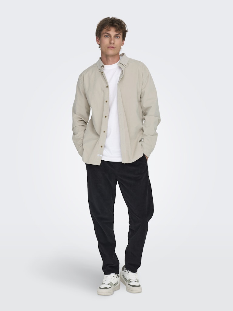 ONLY & SONS corduroy shirt — long-sleeve button-down in soft textured fabric