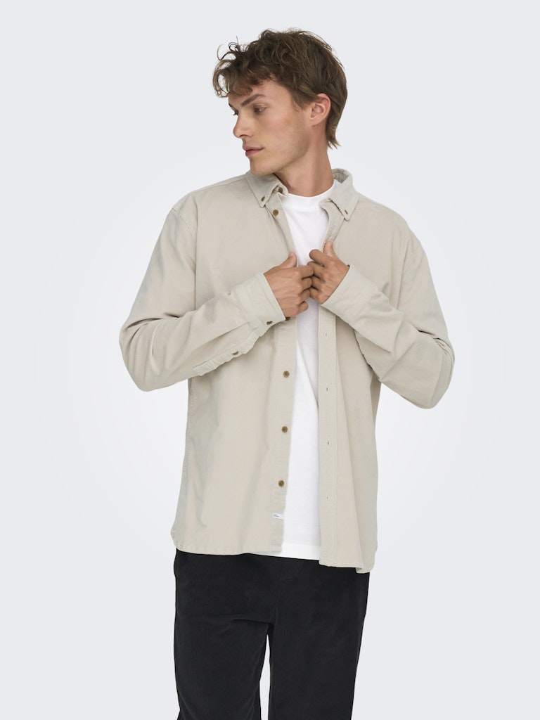 ONLY & SONS corduroy shirt — long-sleeve button-down in soft textured fabric