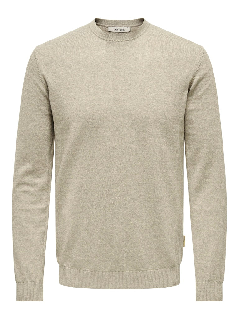 ONLY & SONS black textured knit sweater — long-sleeve crew neck pullover with minimalist design from Fall Winter collection.