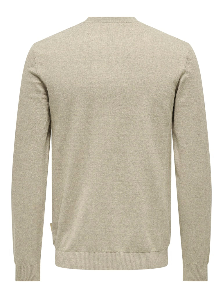 ONLY & SONS black textured knit sweater — long-sleeve crew neck pullover with minimalist design from Fall Winter collection.