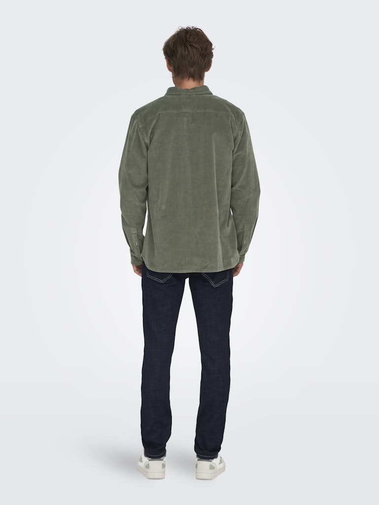 ONLY & SONS corduroy shirt — long-sleeve button-down in soft textured fabric