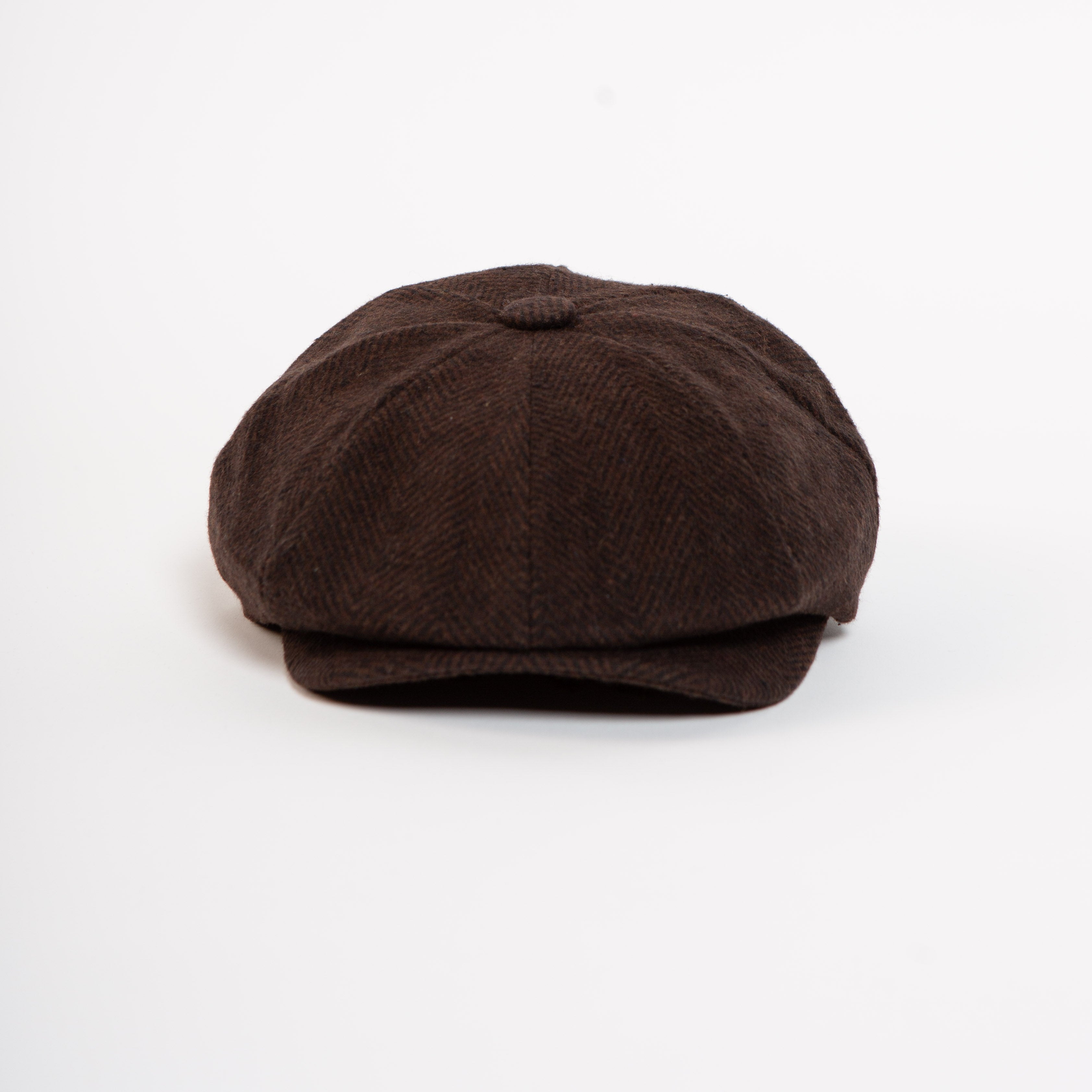chocolate brown wool blend newsboy cap front view