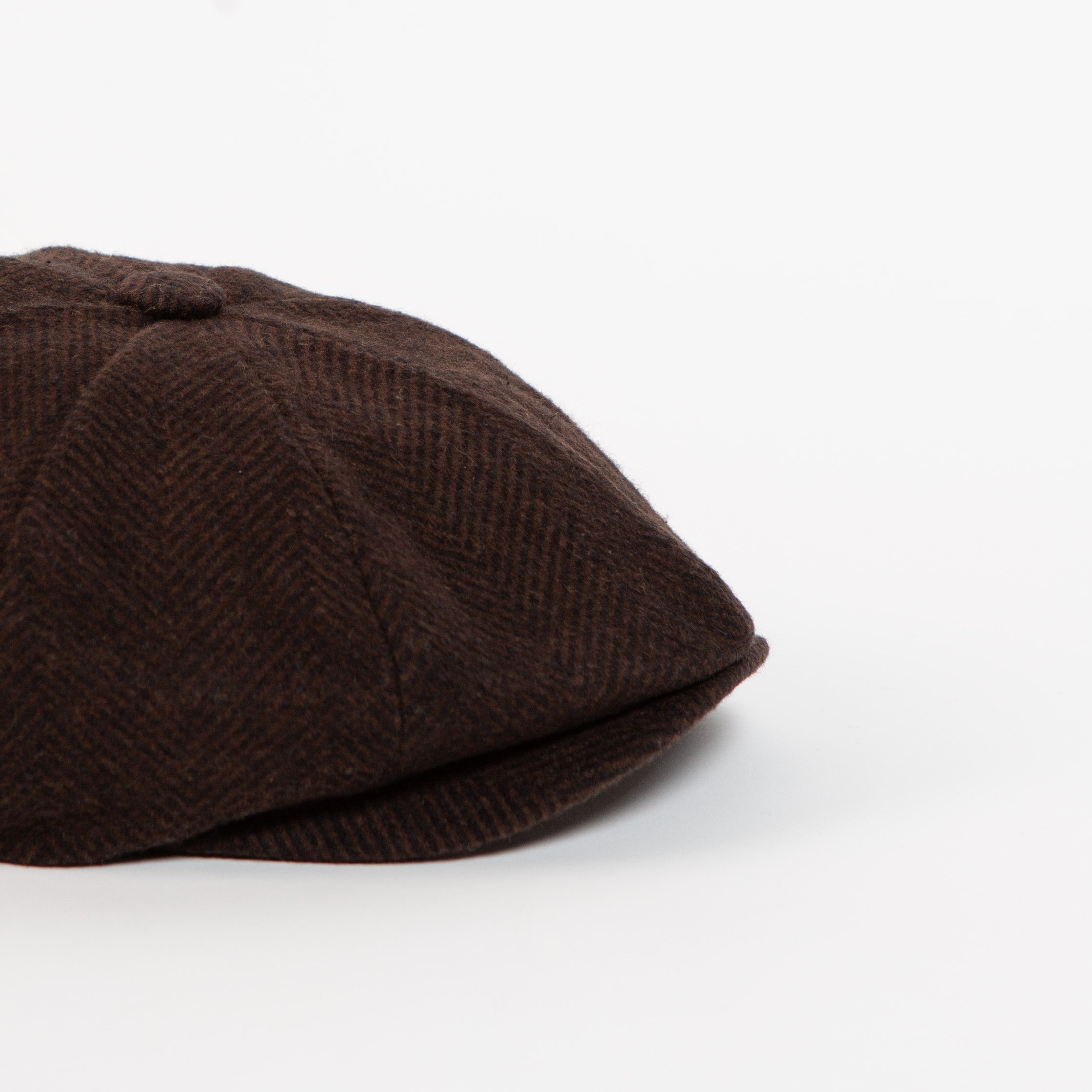 chocolate brown wool blend newsboy cap side view
