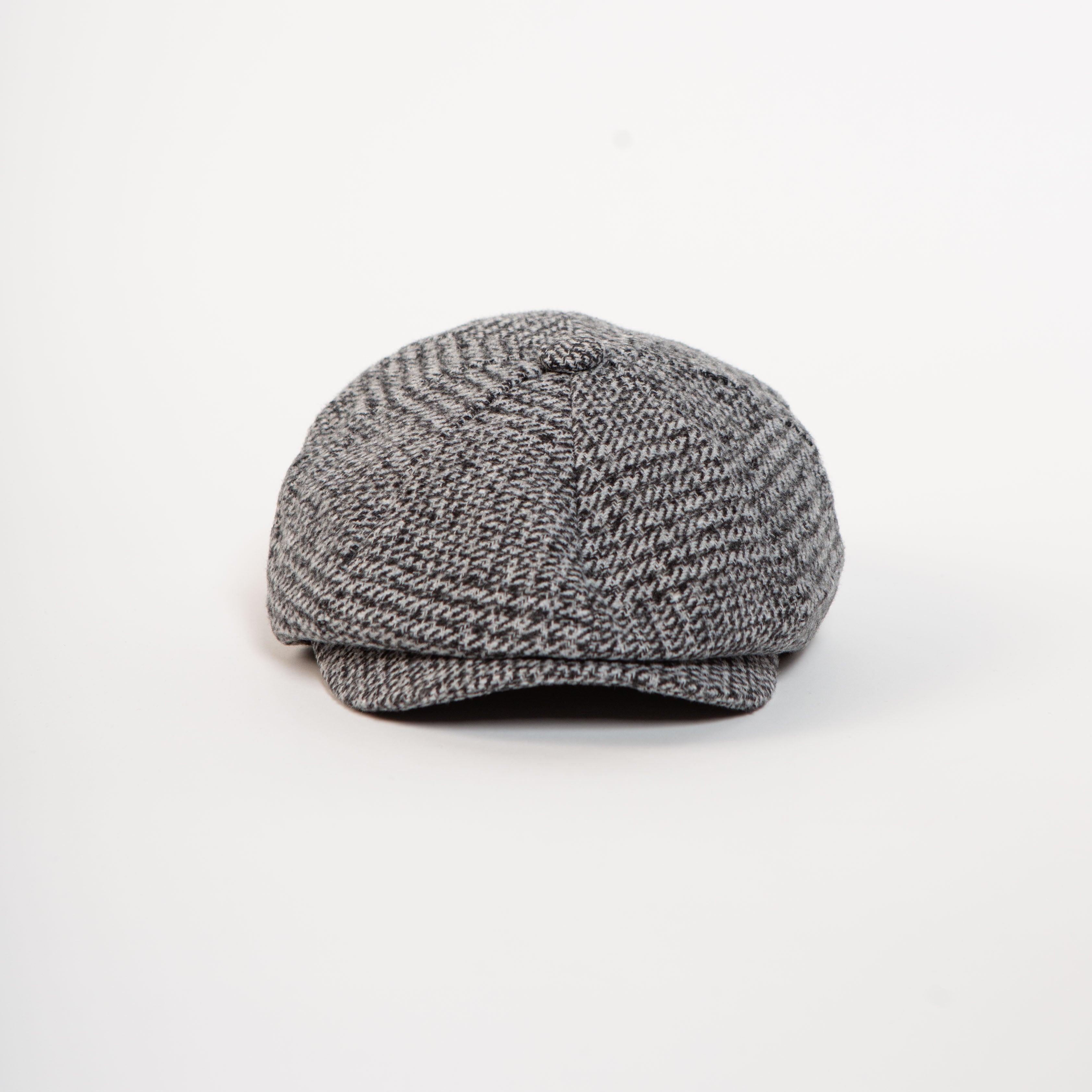 wool blend paperboy cap grey houndstooth front view