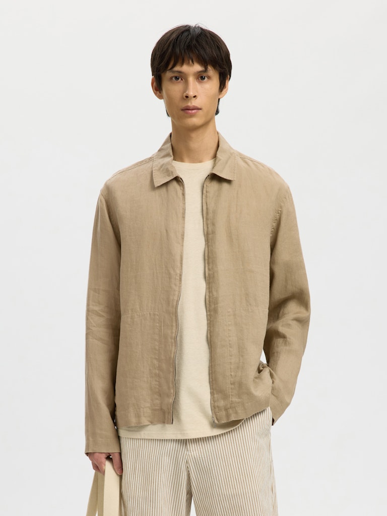 mens linen overshirt back view clean silhouette