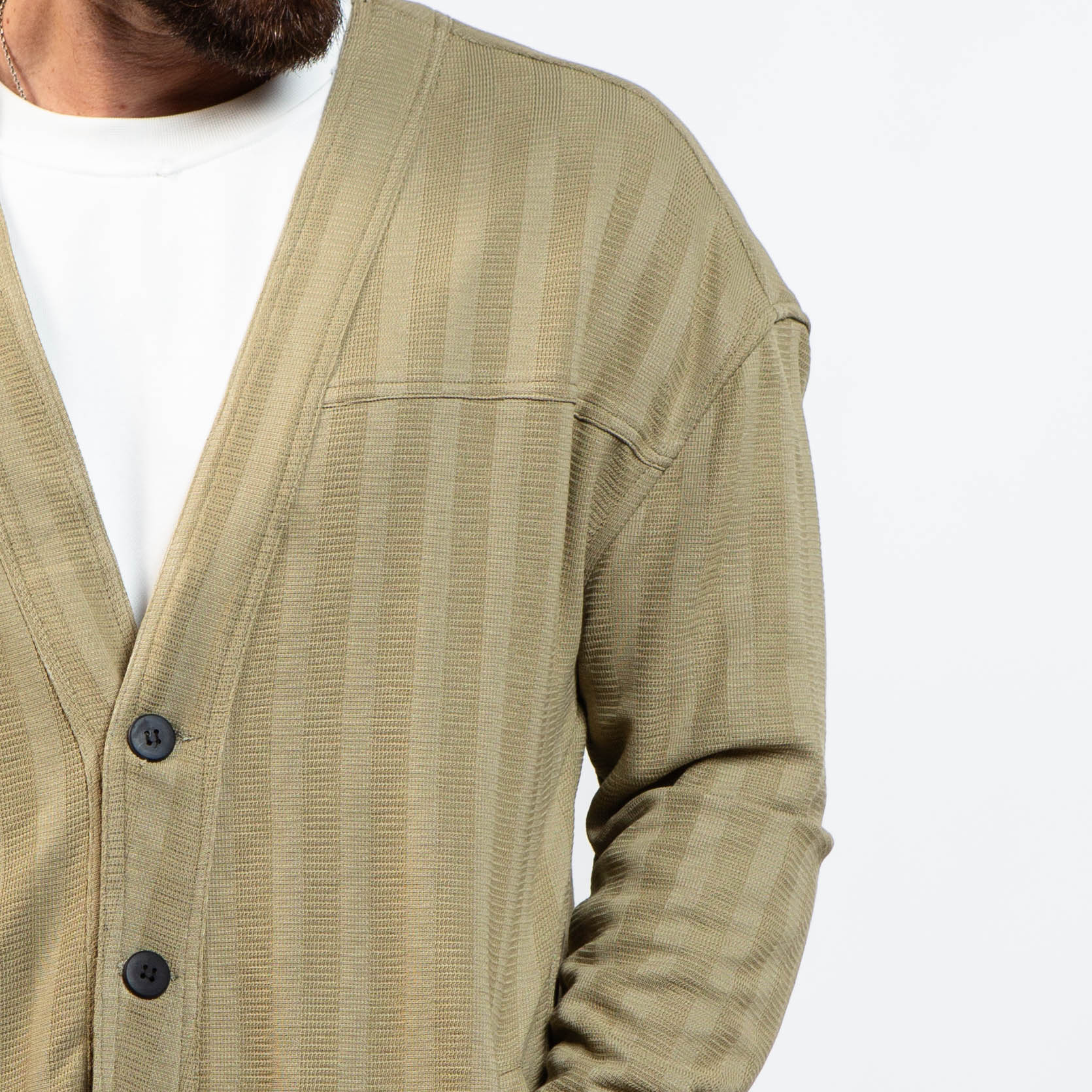 modern sand cardigan with buttons