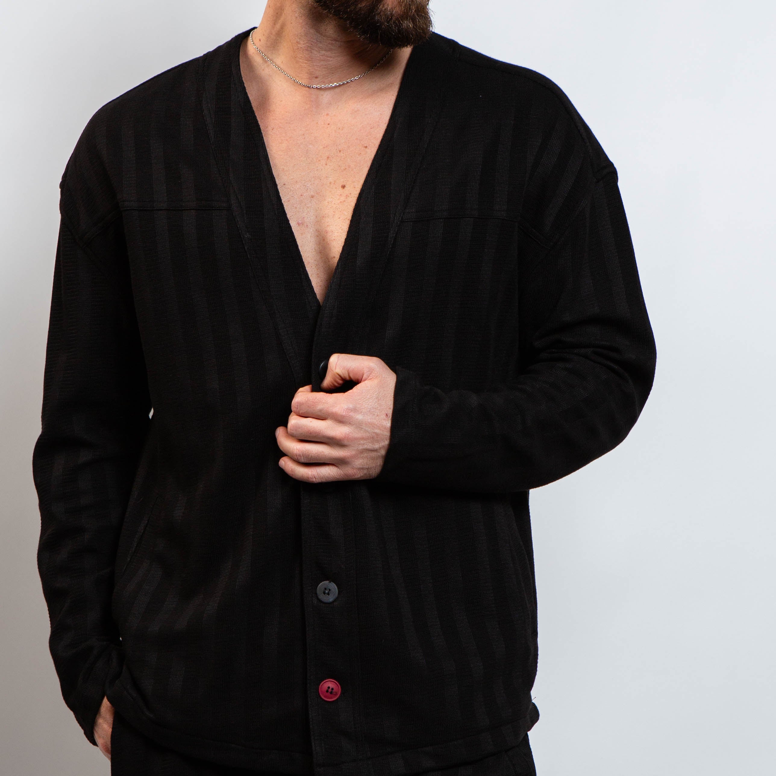 tonal stripe cotton cardigan