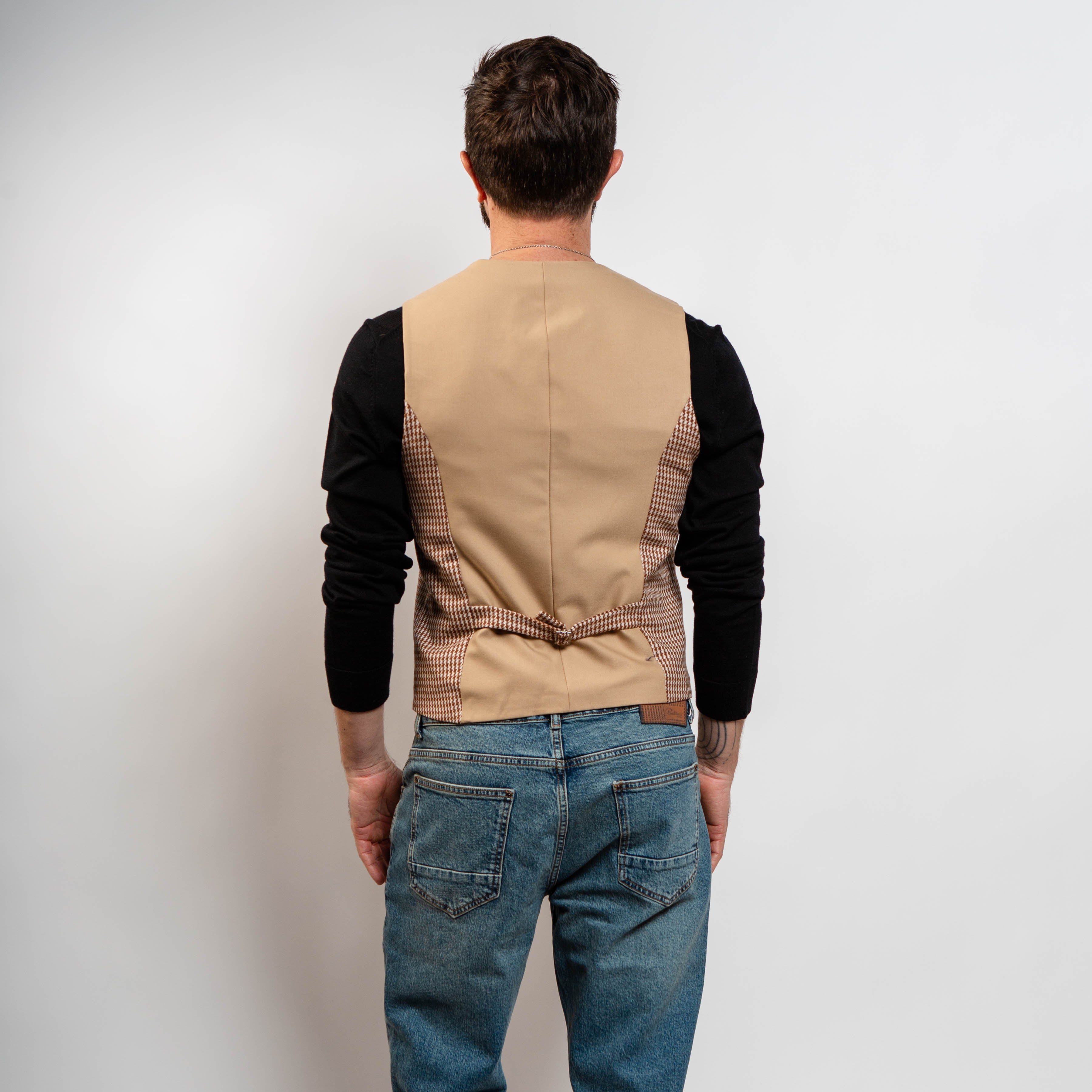 Modern waistcoat – sand and brown woven vest