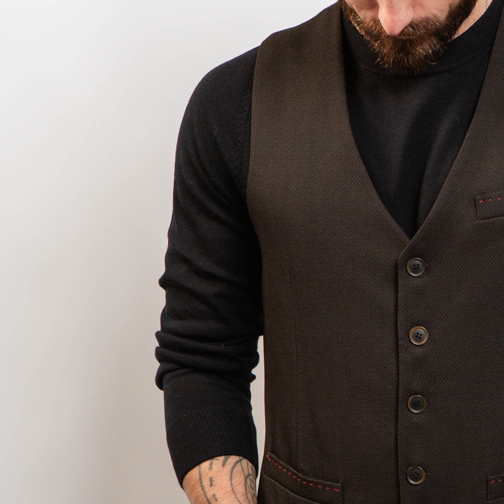 Modern cotton waistcoat for men – espresso brown