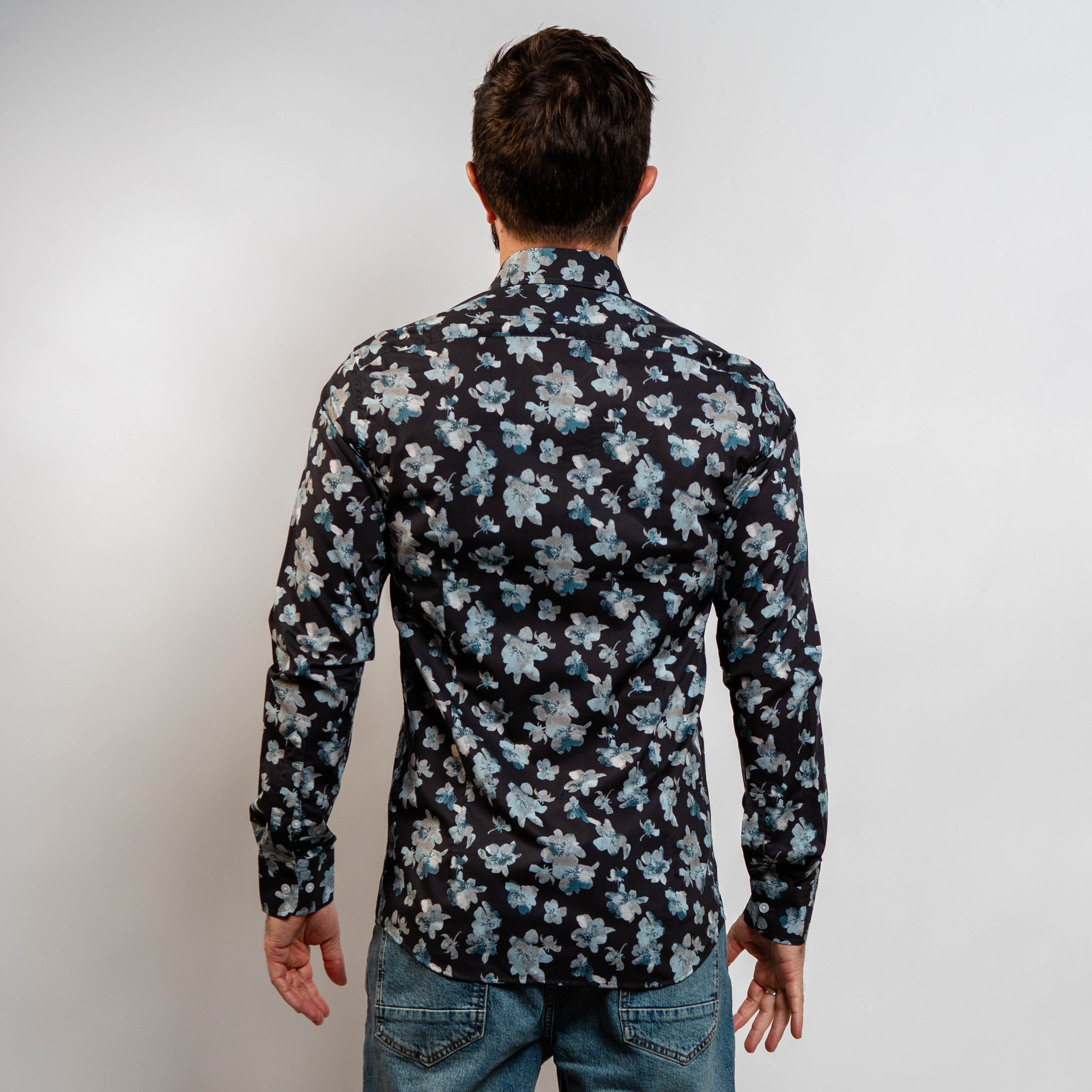 tailored floral print dress shirt