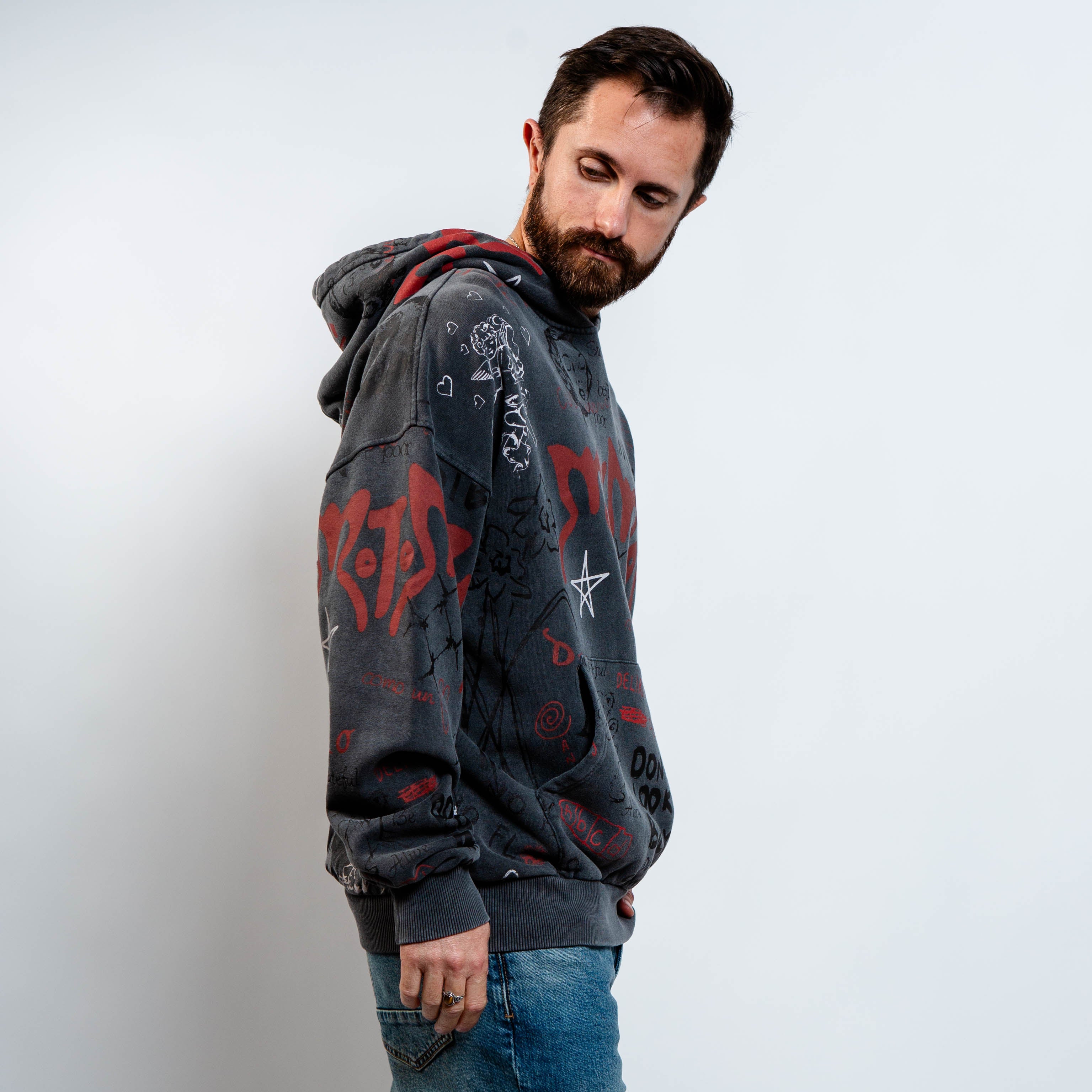 Charcoal printed hoodie