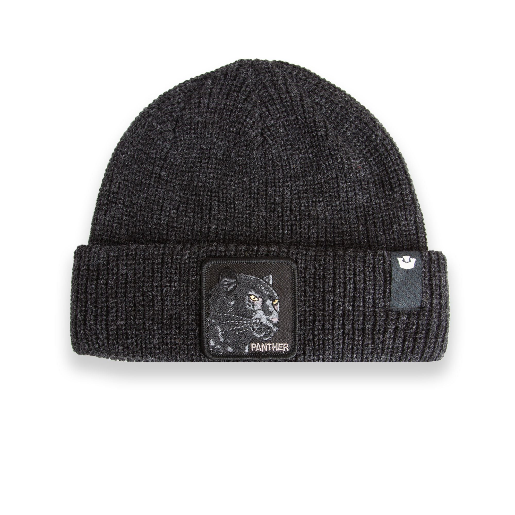 Men’s black knit beanie with embroidered panther patch – Goorin Bros at Bia Boro Menswear Vancouver