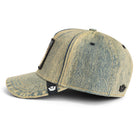 Goorin Bros Boss Cobra Trucker Hat with denim wash and embroidered snake patch
