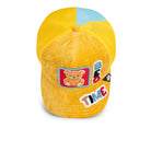 Yellow corduroy trucker hat with colorful Bed Time lettering