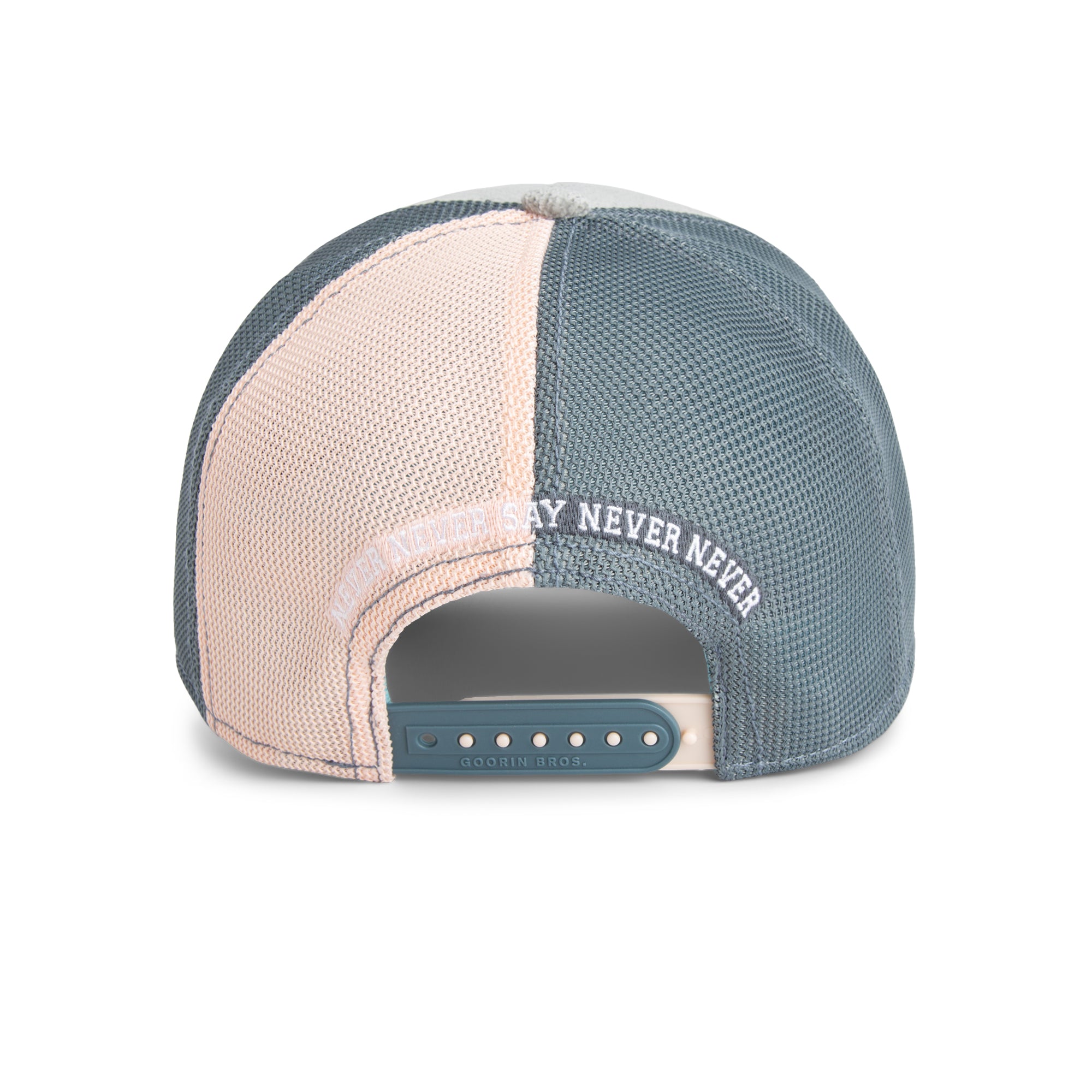 Grey corduroy trucker hat with colourful Rock On lettering