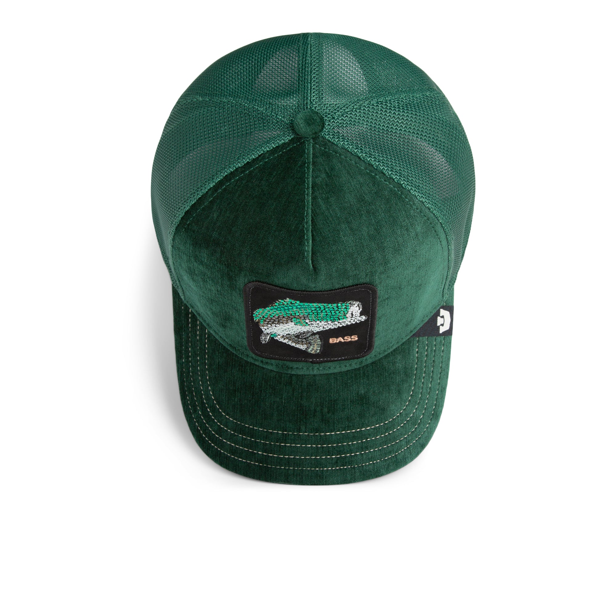 Green cap with a logo on a white background