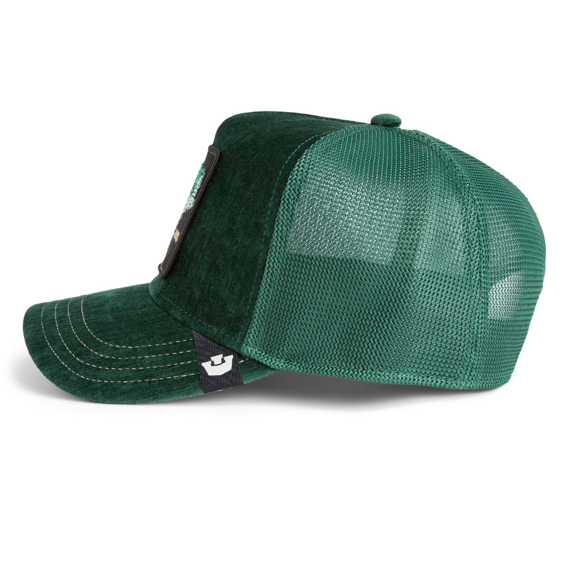 Green mesh cap on a white background