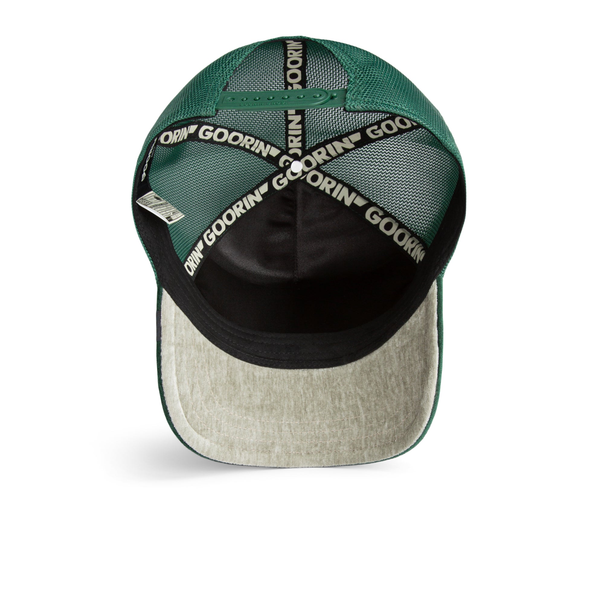 Multicolored cap with 'GOORIN' branding on a white background