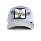 Light blue and white cap with 'Legend' logo and eagle design on a white background