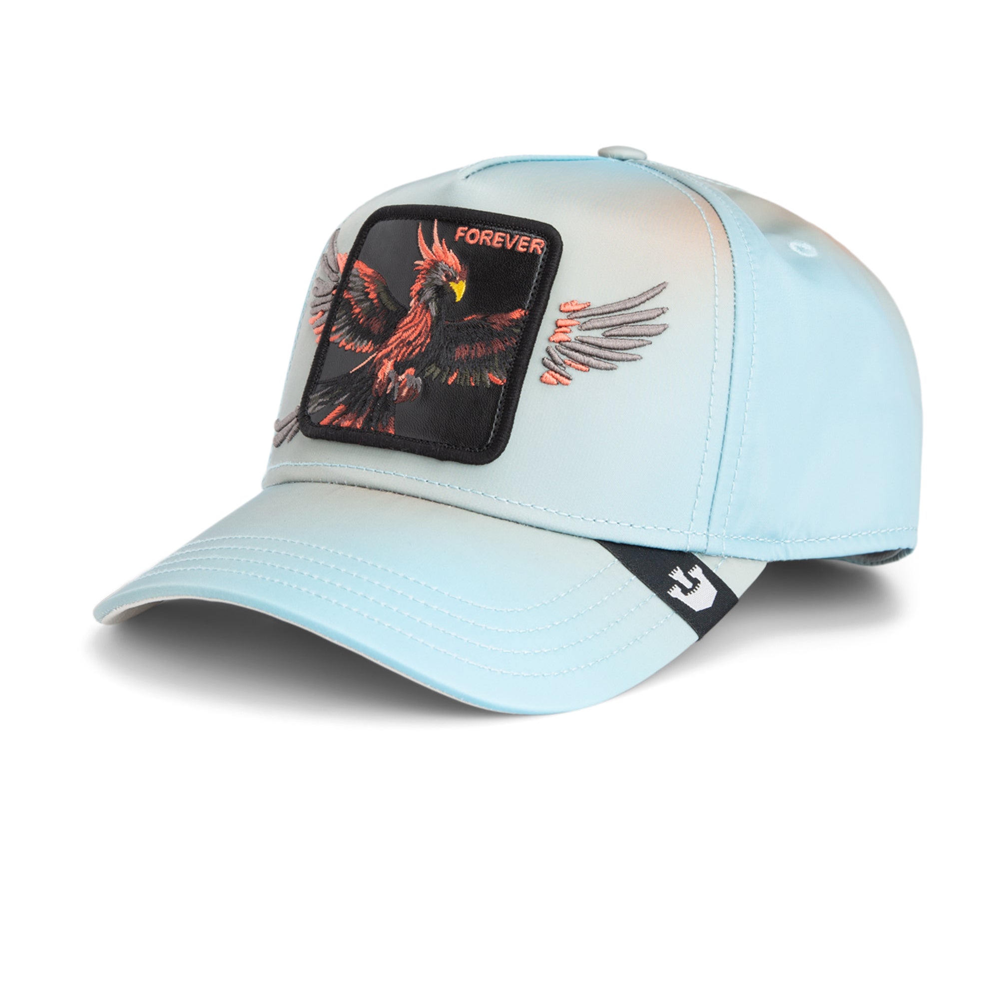 Light blue cap with bird design and 'Forever' text on a white background