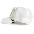 White cap with a leopard print visor on a white background