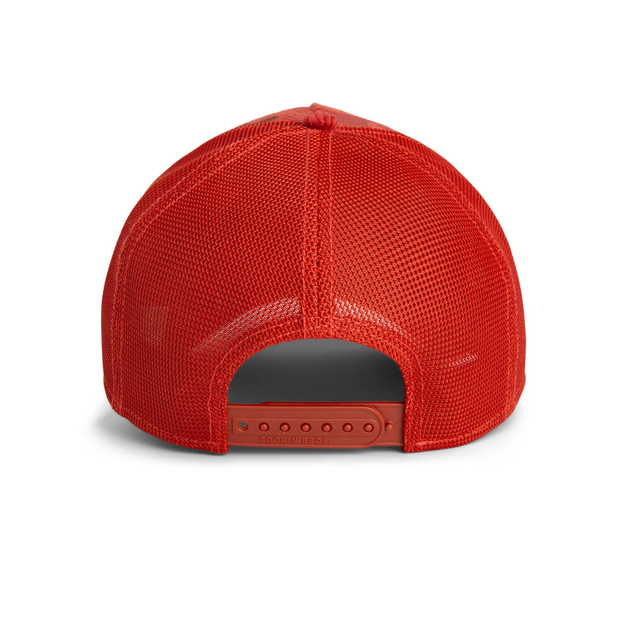 Red mesh cap on a white background
