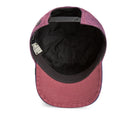 Goorin Bros Menace Cat Trucker Hat in purple denim with embroidered black cat patch
