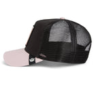 Black mesh cap with pink visor on a white background