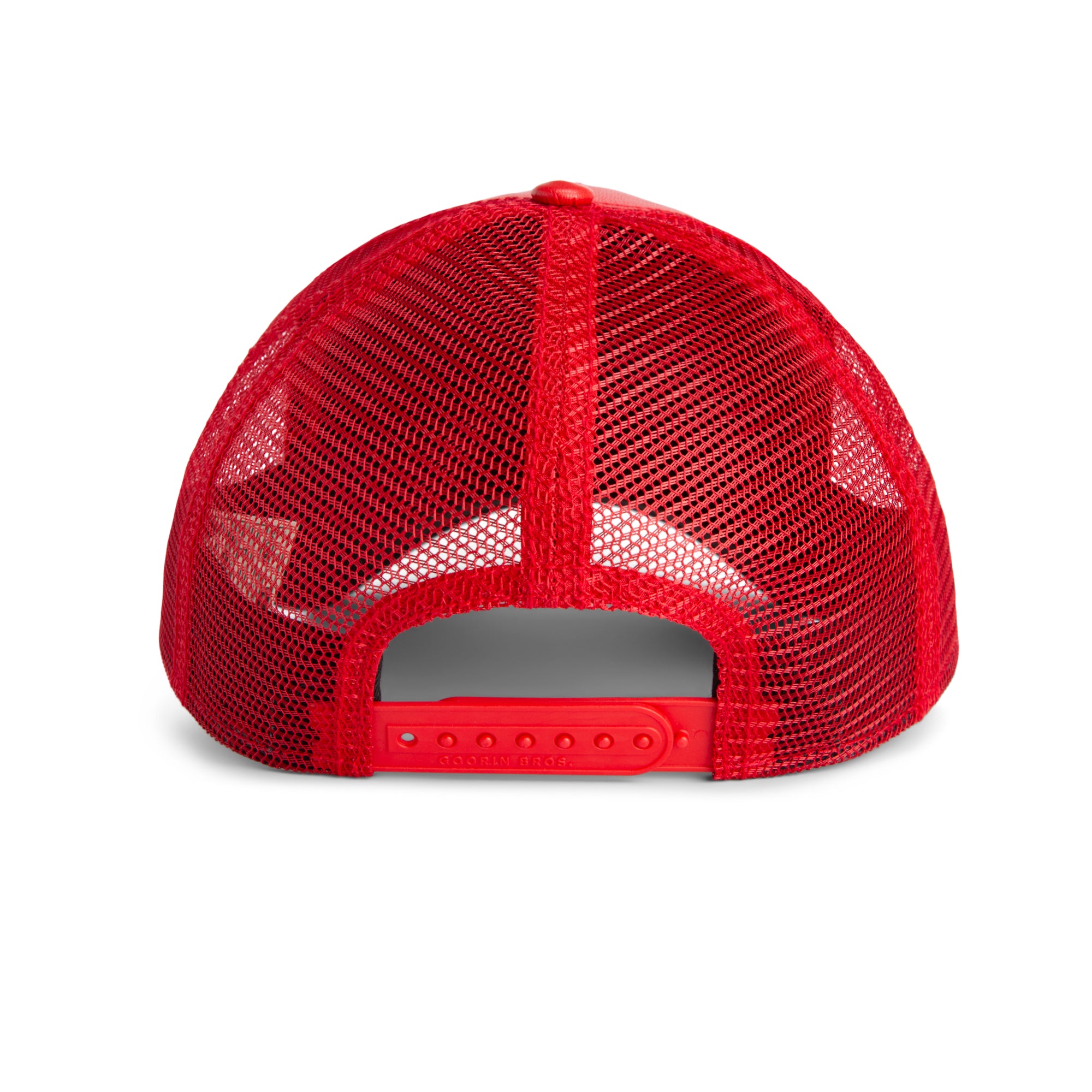 Red mesh cap on a white background