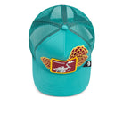 Teal and maroon embroidered animal patch trucker hat by Goorin Bros