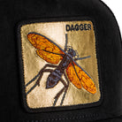 Patch of a dragonfly with 'DAGGER' text on a black background