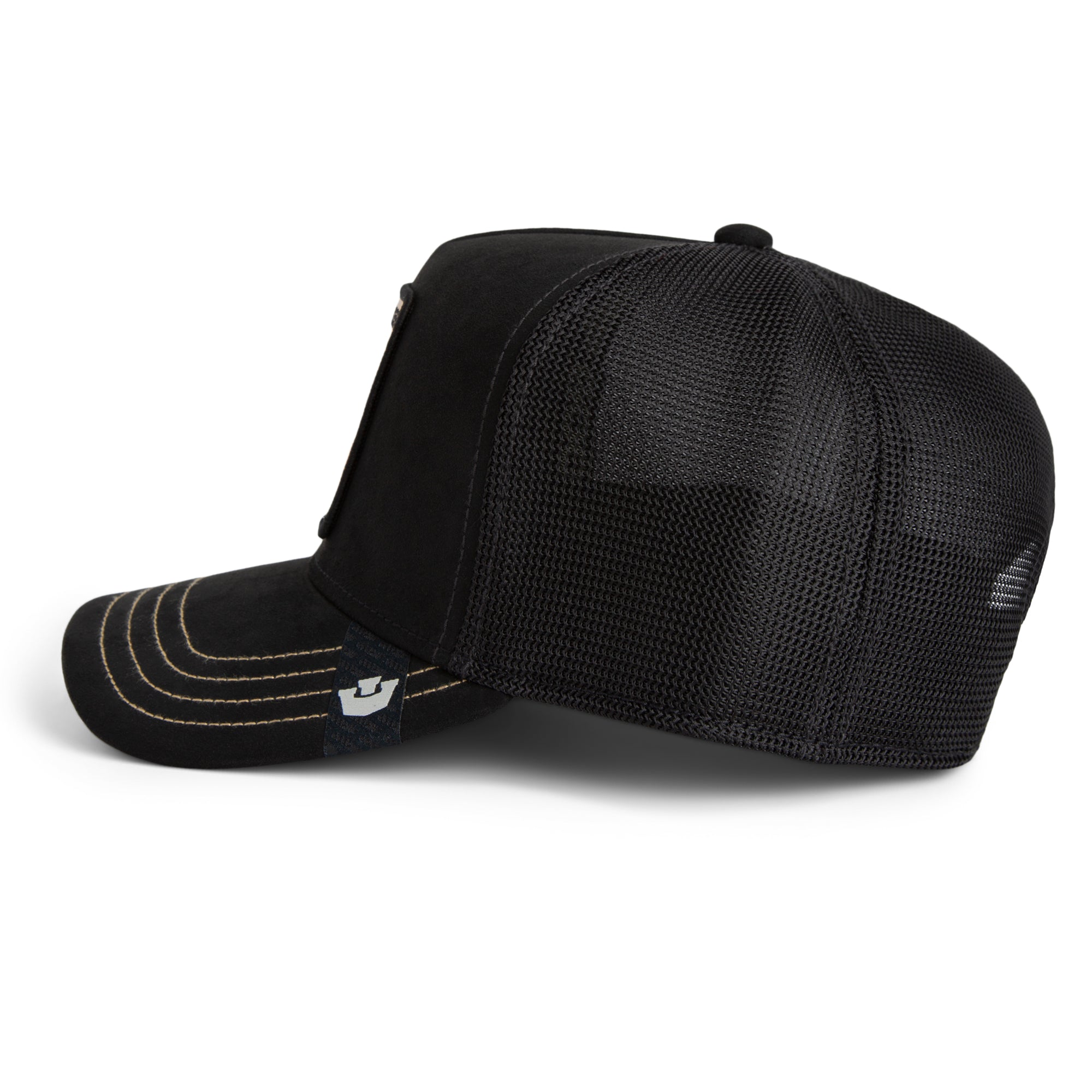 Black mesh cap on a white background