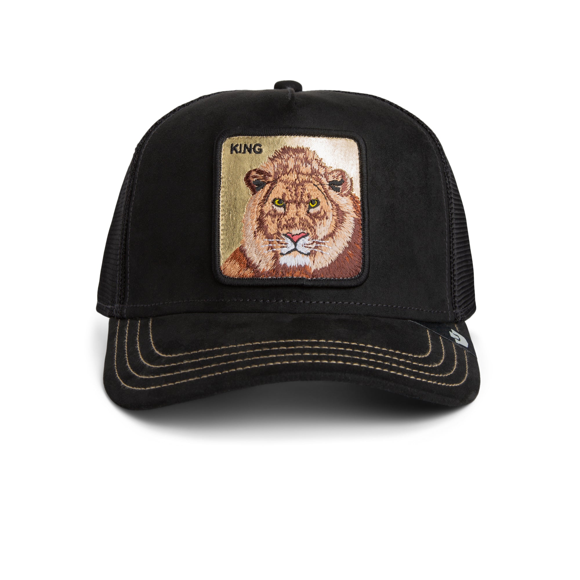 Black cap with a lion face patch and 'KING' text on a white background
