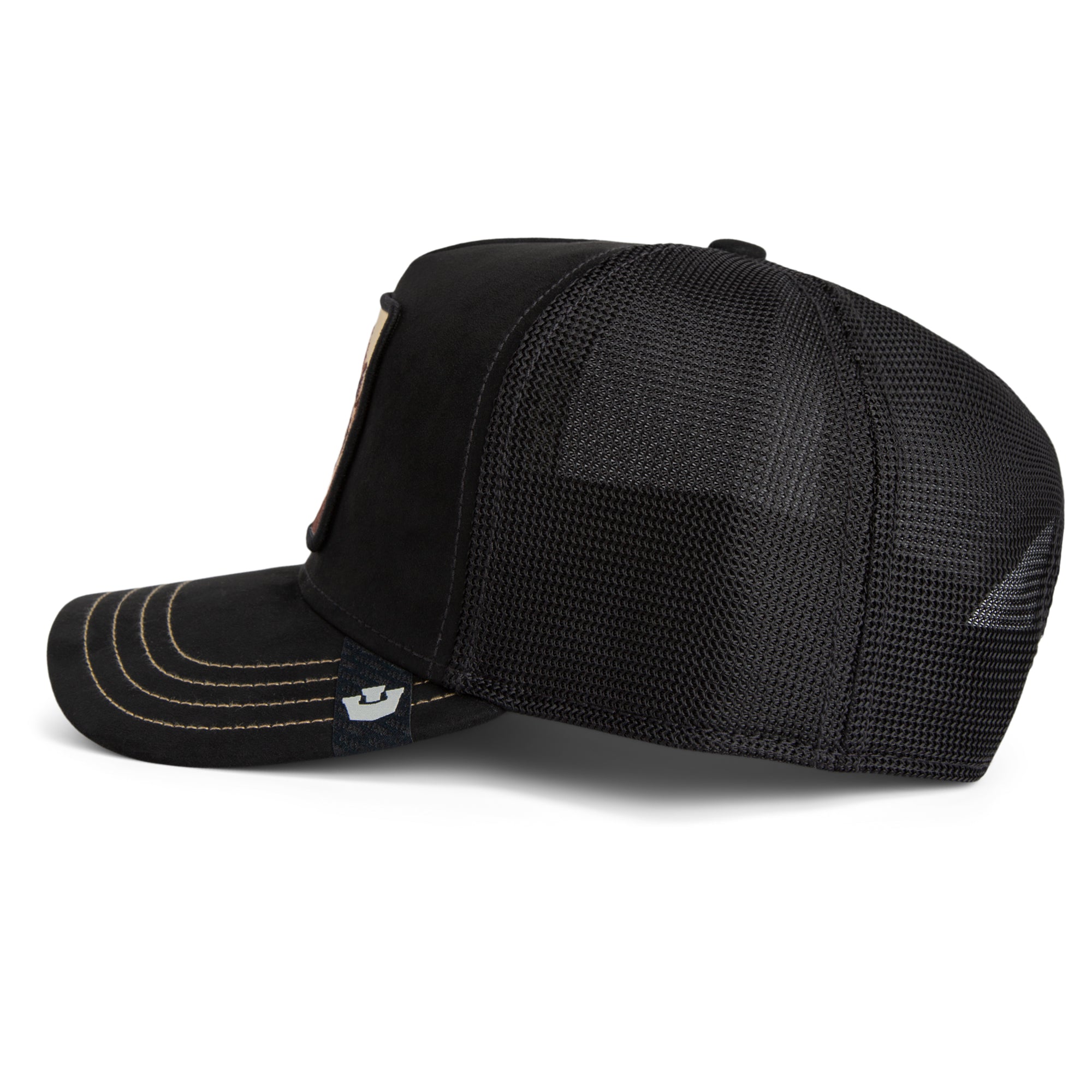 Black mesh cap on a white background