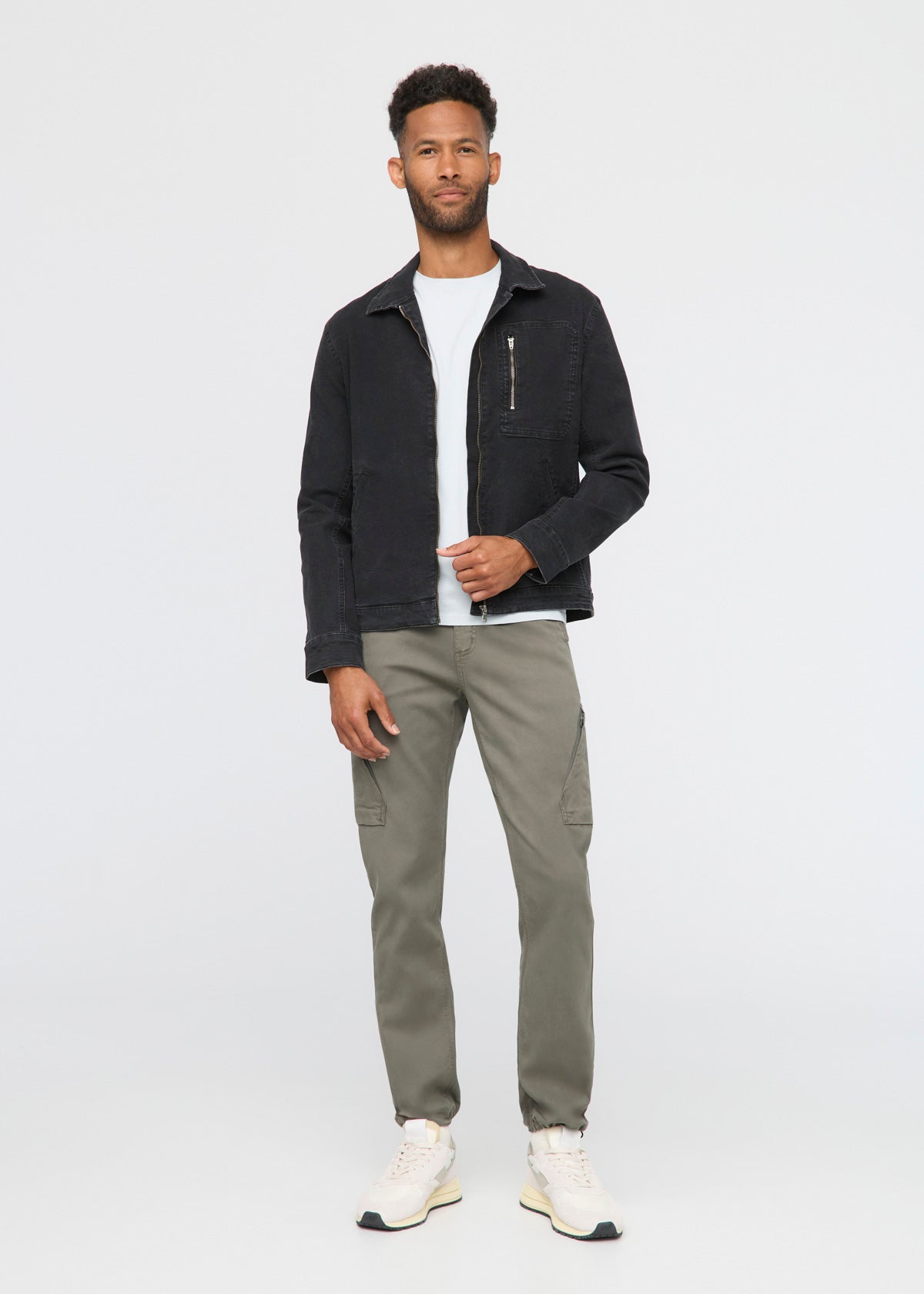 Men’s black utility jacket by Duer – stretch canvas denim from Bia Boro Vancouver
