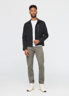 Men’s black utility jacket by Duer – stretch canvas denim from Bia Boro Vancouver