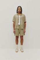 crochet box shirt sage full outfit