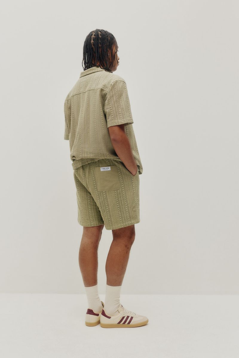 mens summer shorts sage outfit