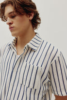crochet stripe shirt close up detail