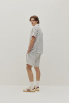 crochet stripe shorts side view