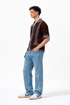 brown crochet shirt relaxed fit mens summer outfit