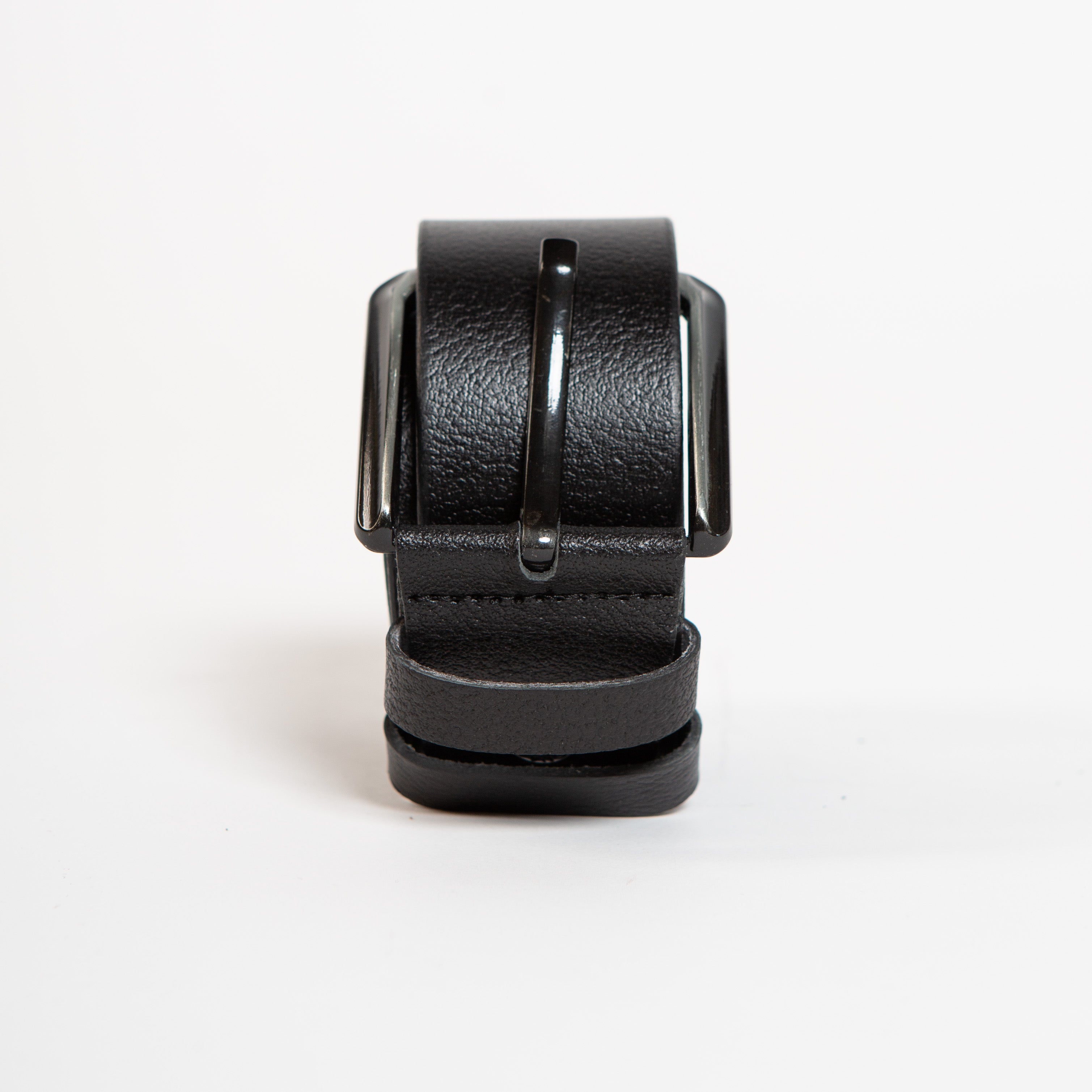 textured leather denim belt black 4cm