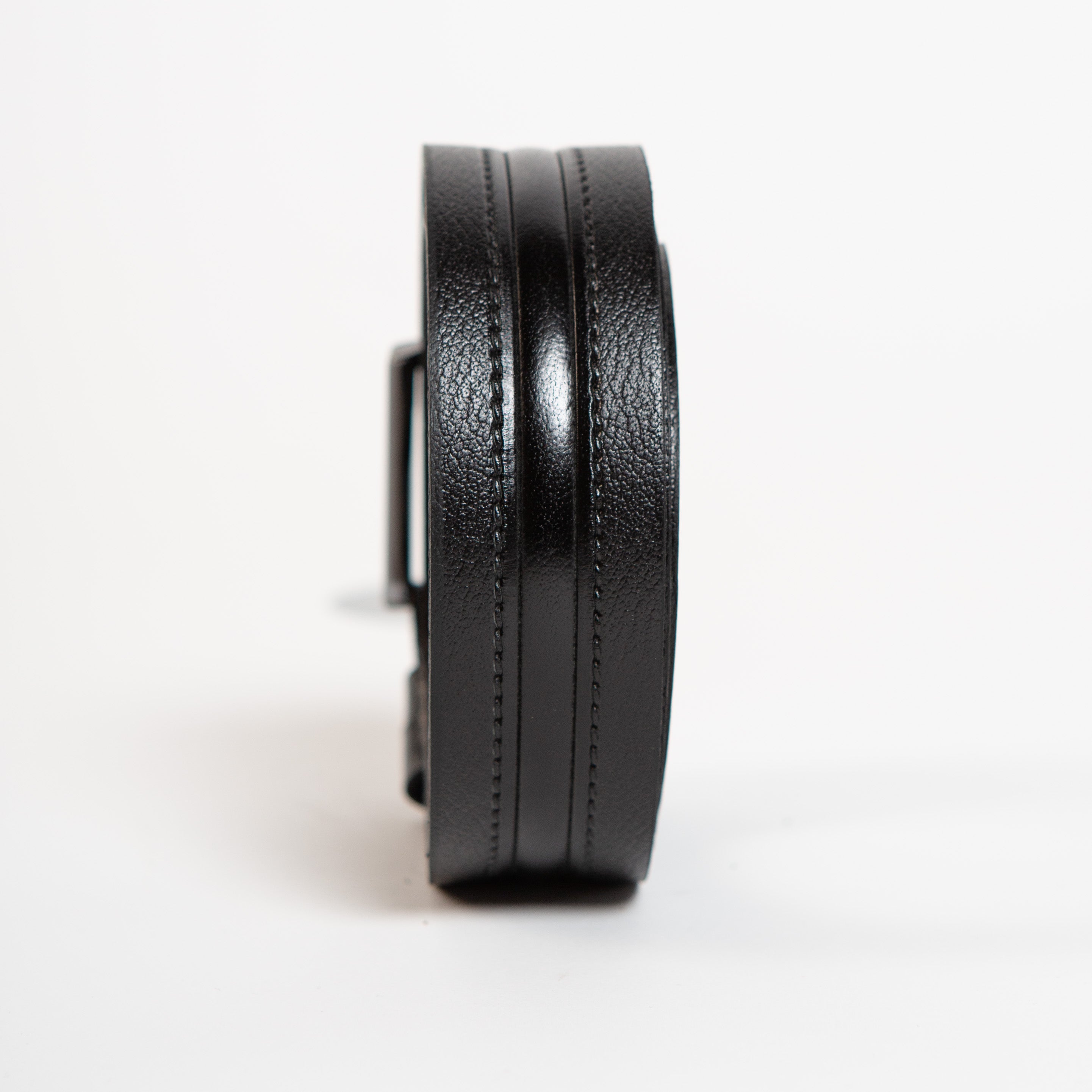 3.5 cm black formal belt with metal buckle