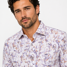 Lilac Floral Dress Shirt - Close-Up Detail on Model